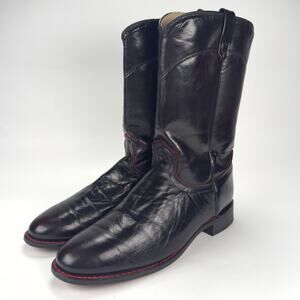 Vintage Laredo Burgundy Western Roper Cowboy Boots Red Stitch Women's Sz 10